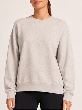 TNA Sweatfleece Boyfriend Fit Crewneck in Heather Oatmeal (Size M)